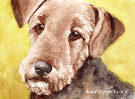 airedale watercolor art